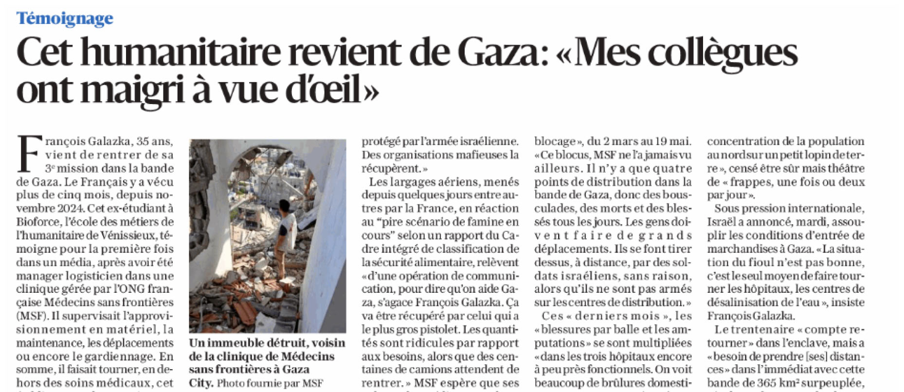 Image d'illustration : coupure de presse du quotidien Le Monde - Le défi de l’insertion des jeunes diplômés dans l’humanitaire