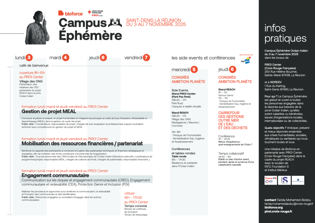 Programme du Campus Éphémère La Réunion du 3 au 7 novembre 2025