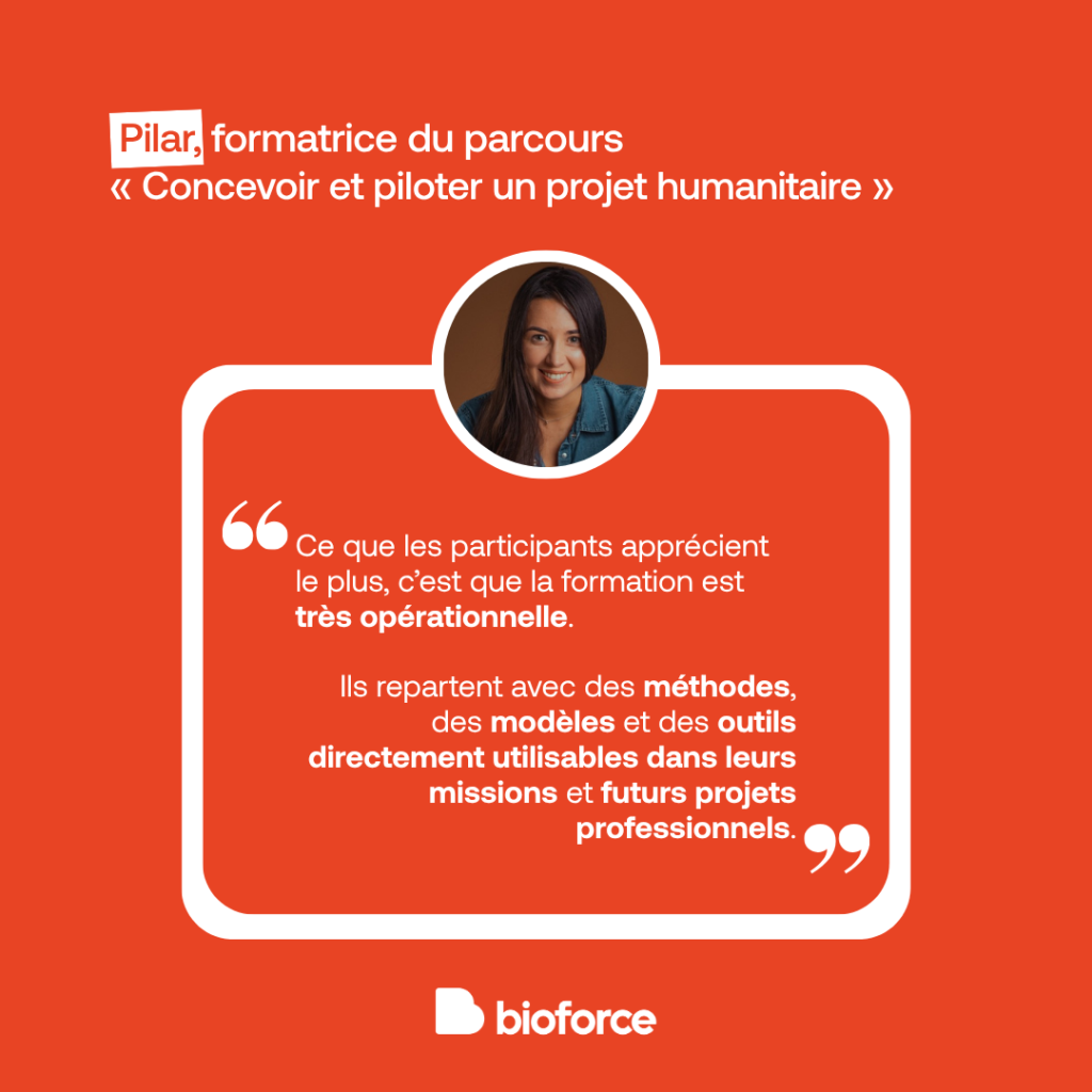 Photo de Pilar (formatrice) accompagné d’une citation lui appartenant.